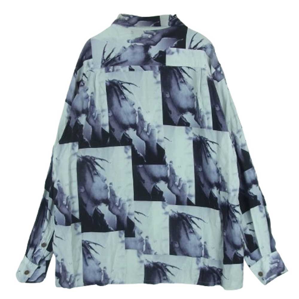 WACKO MARIA ワコマリア 22AW BOBMARLEY-WM-HI05 BOB MARLEY HAWAIIAN SHIRT ボブマーリー ハワイアン オープンカラー 長袖 シャツ オフホワイト系 ブラック系 M【中古】