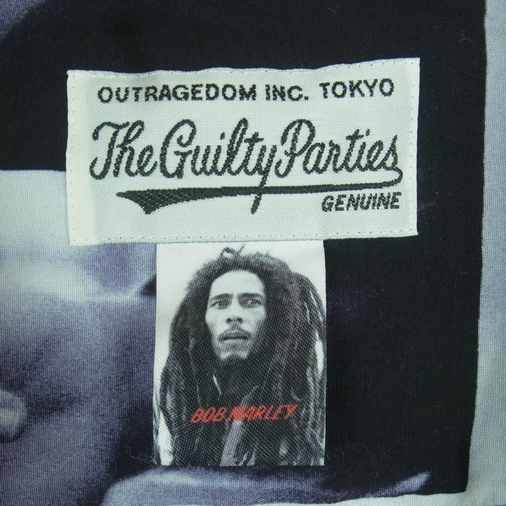 WACKO MARIA ワコマリア 22AW BOBMARLEY-WM-HI05 BOB MARLEY HAWAIIAN SHIRT ボブマーリー ハワイアン オープンカラー 長袖 シャツ オフホワイト系 ブラック系 M【中古】