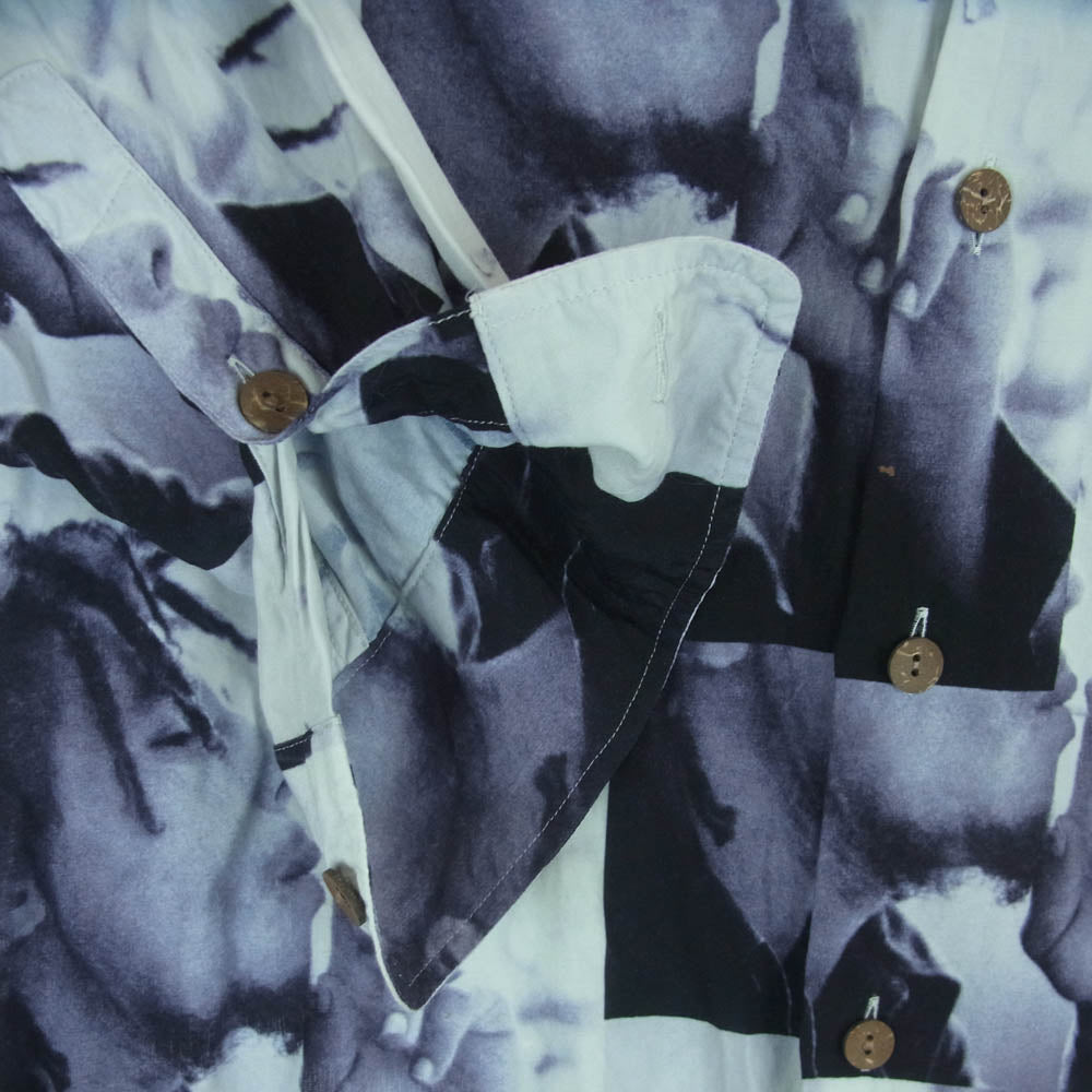 WACKO MARIA ワコマリア 22AW BOBMARLEY-WM-HI05 BOB MARLEY HAWAIIAN SHIRT ボブマーリー ハワイアン オープンカラー 長袖 シャツ オフホワイト系 ブラック系 M【中古】