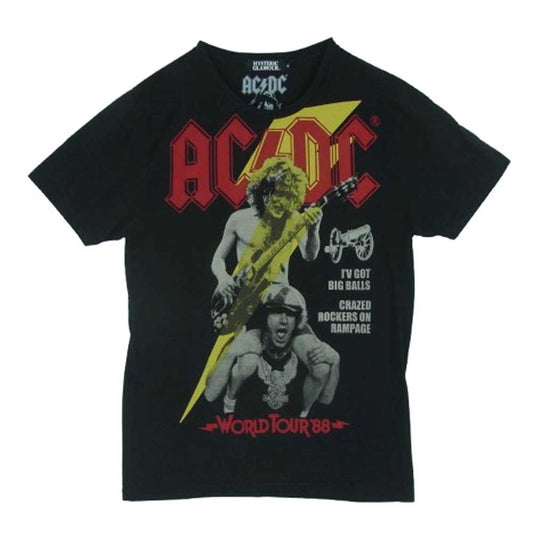 HYSTERIC GLAMOUR ヒステリックグラマー 0251CT10 AC/DC SUMMER VACATION TOUR pt T-SH サマー バケーション ツアー 半袖 Tシャツ ブラック系 M【中古】
