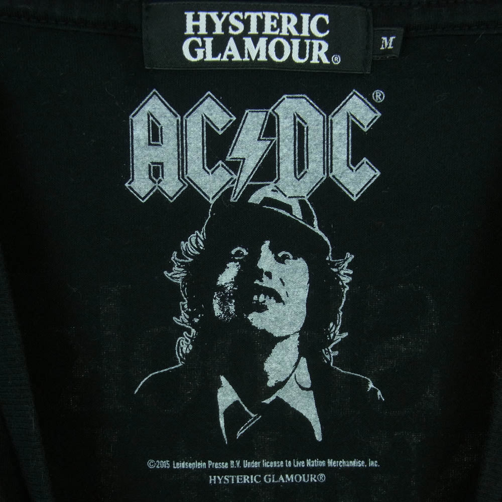 HYSTERIC GLAMOUR ヒステリックグラマー 0251CT10 AC/DC SUMMER VACATION TOUR pt T-SH サマー バケーション ツアー 半袖 Tシャツ ブラック系 M【中古】