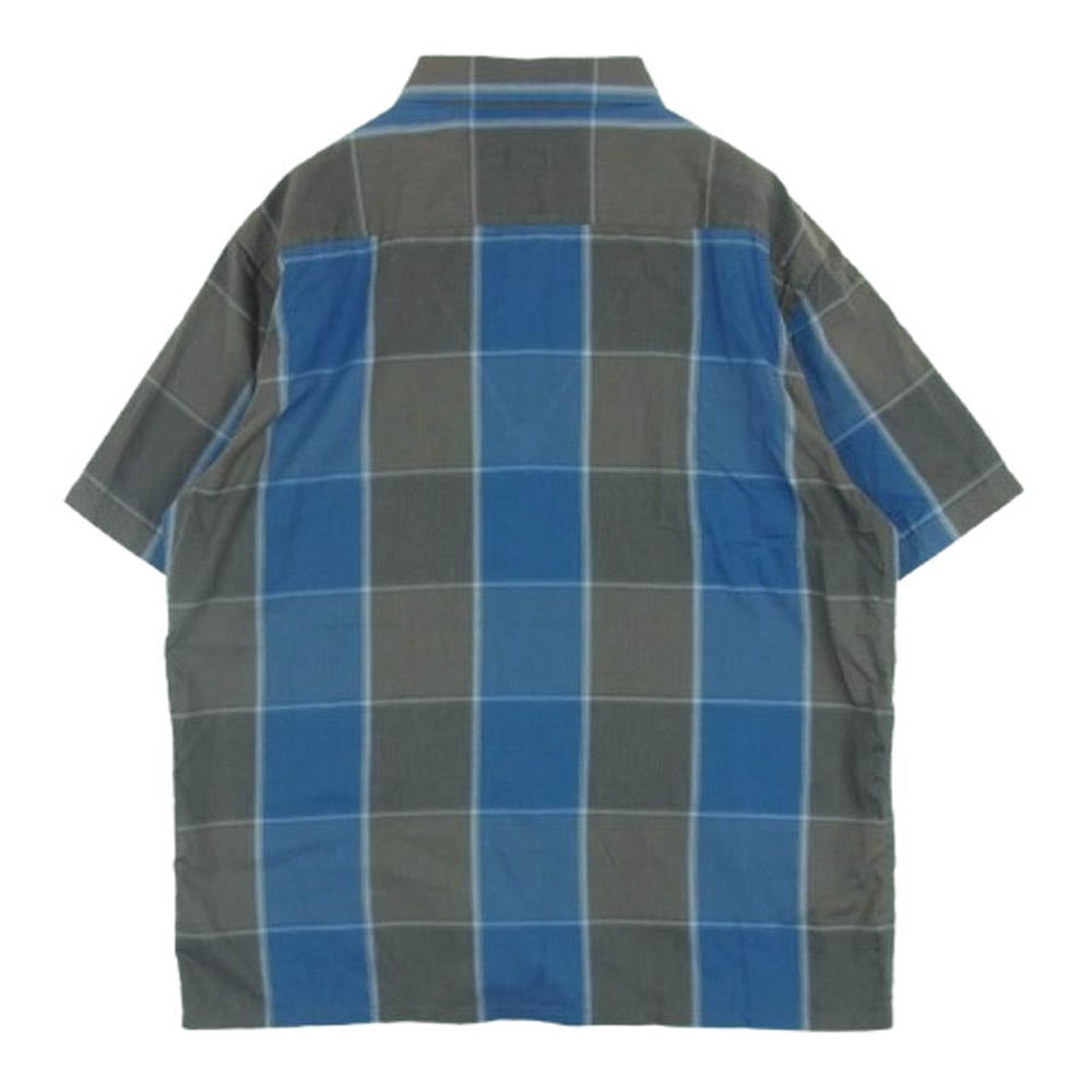 TENDERLOIN テンダーロイン T-POLY SHT S/S 刺繍ロゴ レギュラーカラー チェック 半袖 シャツ ブルー系 グレー系 M【中古】