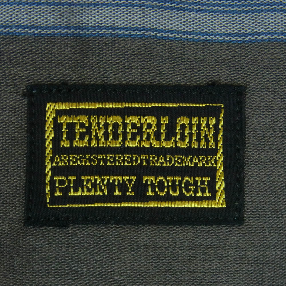 TENDERLOIN テンダーロイン T-POLY SHT S/S 刺繍ロゴ レギュラーカラー チェック 半袖 シャツ ブルー系 グレー系 M【中古】