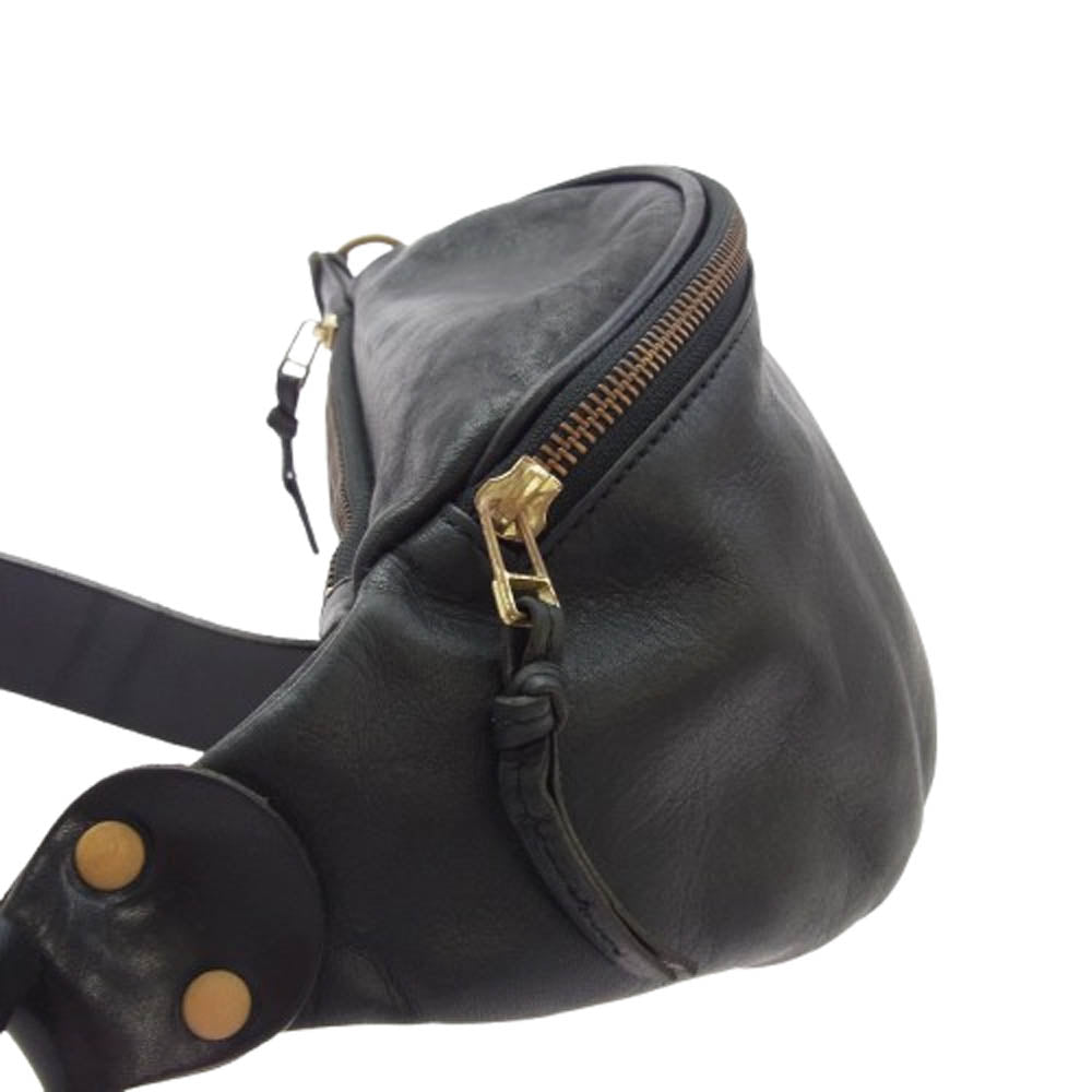 スロウ Rubono Fanny Pack ルボーノ ファニーパック オールレザー ボディバッグ ウエストポーチ ショルダーバッグ ブラック系【中古】