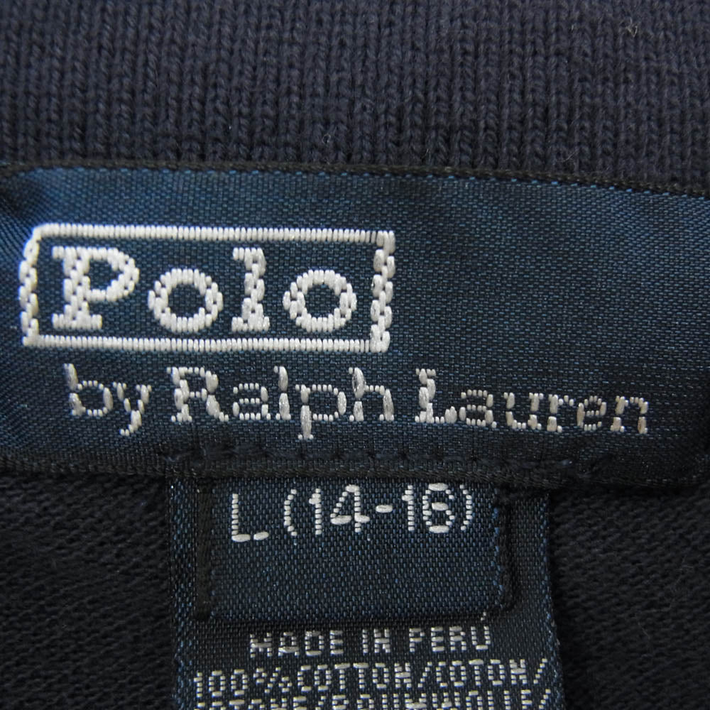POLO RALPH LAUREN ポロ・ラルフローレン ポニー刺繍 鹿の子 半袖 ポロ シャツ ネイビー系 L【中古】