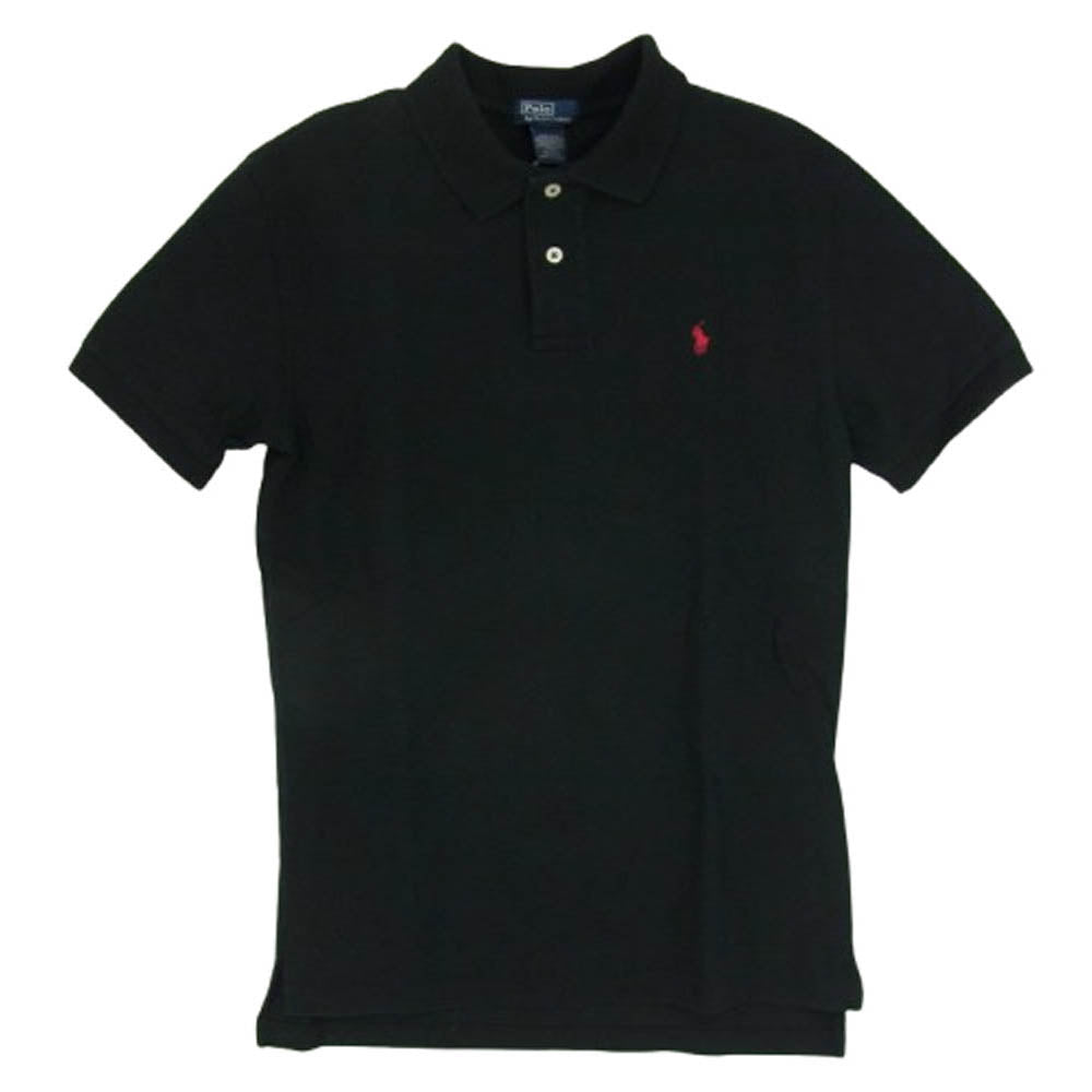 POLO RALPH LAUREN ポロ・ラルフローレン ポニー刺繍 鹿の子 半袖 ポロ シャツ ブラック系 L【中古】