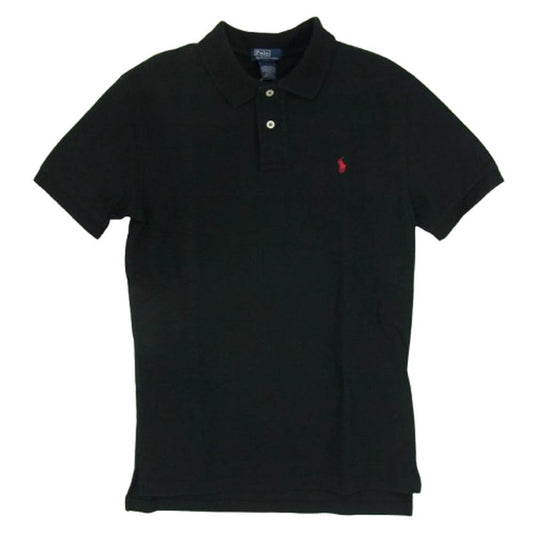 POLO RALPH LAUREN ポロ・ラルフローレン ポニー刺繍 鹿の子 半袖 ポロ シャツ ブラック系 L【中古】