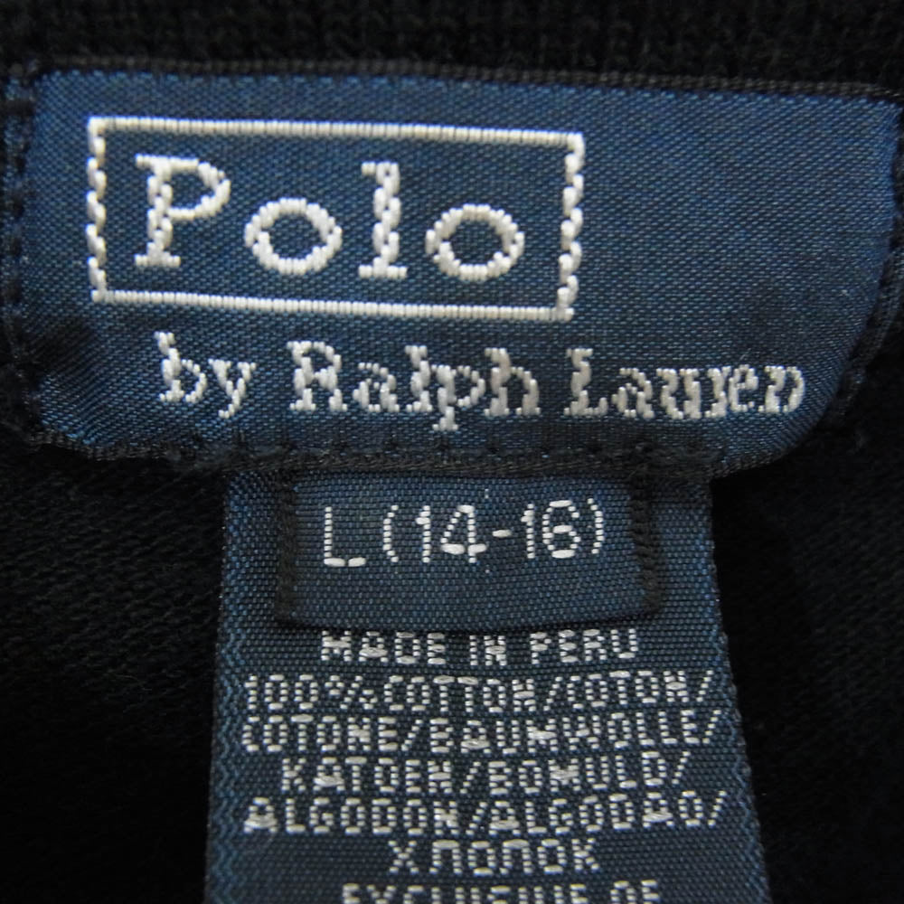 POLO RALPH LAUREN ポロ・ラルフローレン ポニー刺繍 鹿の子 半袖 ポロ シャツ ブラック系 L【中古】
