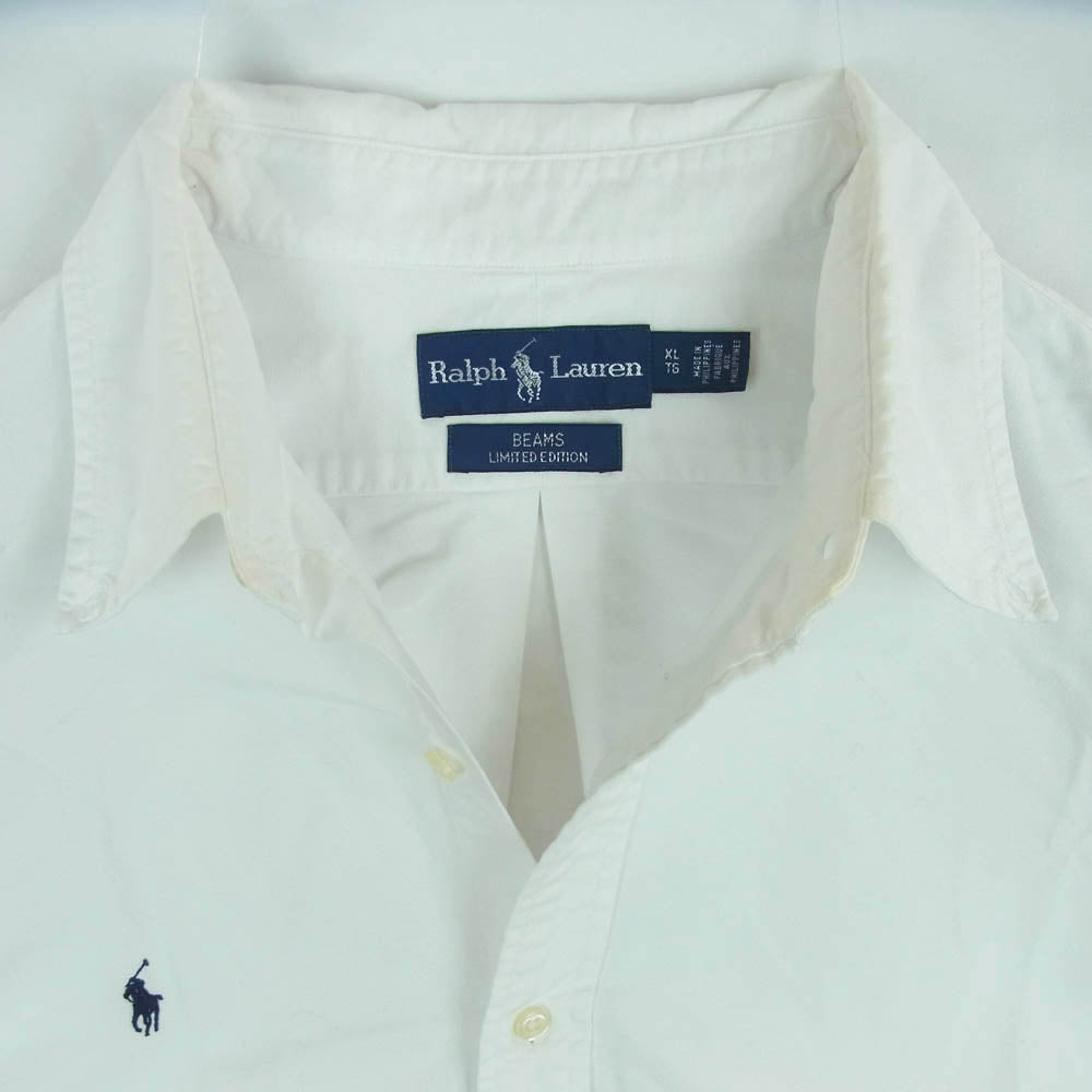 POLO RALPH LAUREN ポロ・ラルフローレン BEAMS LIMITED EDITION ビームス リミテッドエディション 逆ポニー刺繍 BD 長袖 シャツ ホワイト系 XL【中古】