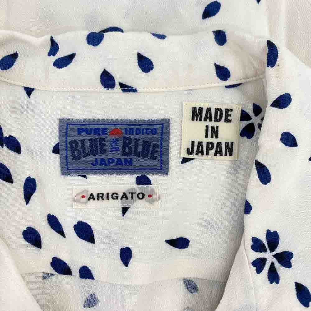 BLUE BLUE ブルーブルー 700043-841 レーヨン 半袖 アロハ シャツ ホワイト系 ブルー系 2【中古】