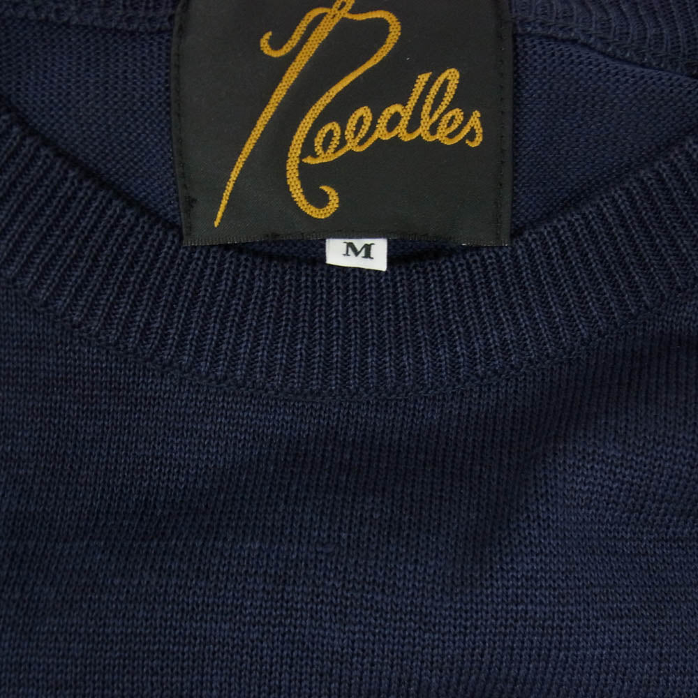 Needles ニードルス XD-341 コットンニット 半袖 Tシャツ ニット ネイビー系 M【中古】