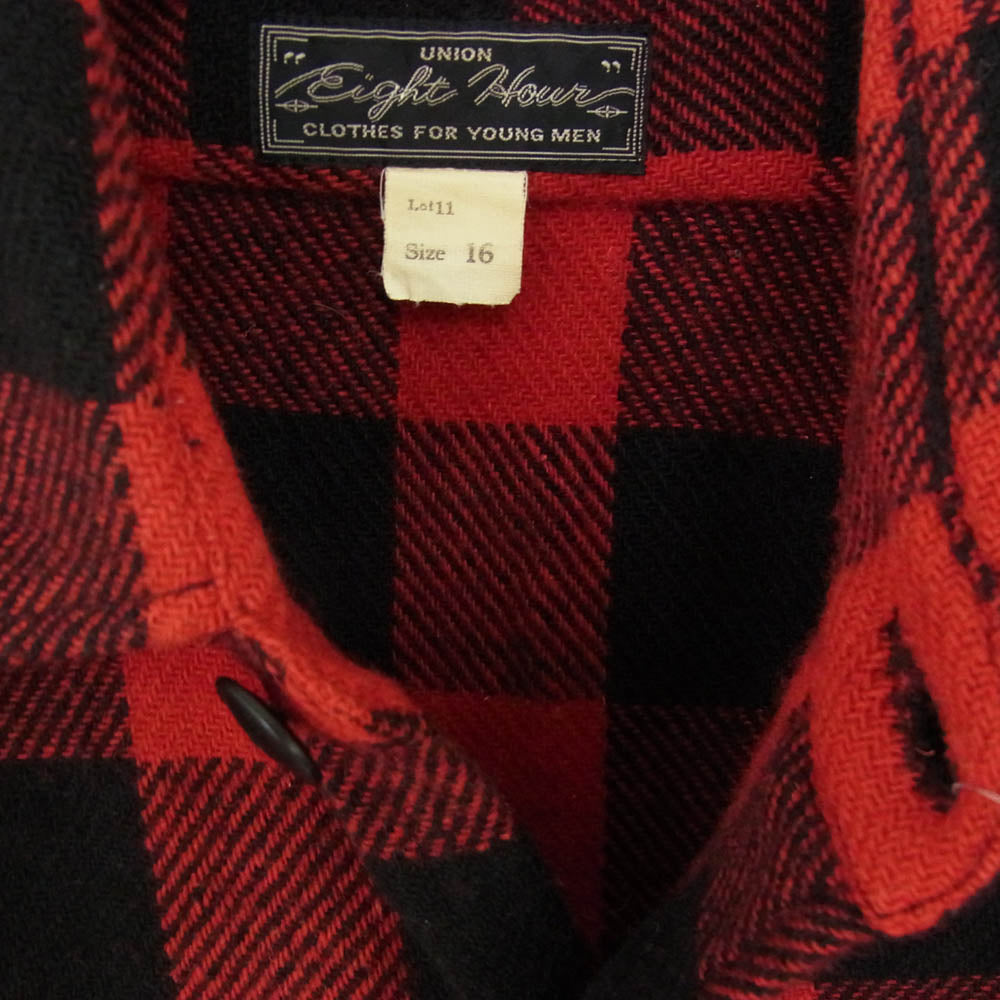 The REAL McCOY'S ザリアルマッコイズ JOE McCOY ジョーマッコイ EIGHT HOUR UNION バッファローチェック ウール 長袖 シャツ レッド系 16【中古】