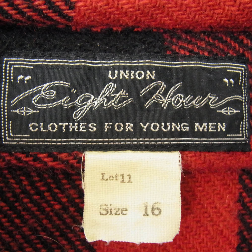 The REAL McCOY'S ザリアルマッコイズ JOE McCOY ジョーマッコイ EIGHT HOUR UNION バッファローチェック ウール 長袖 シャツ レッド系 16【中古】