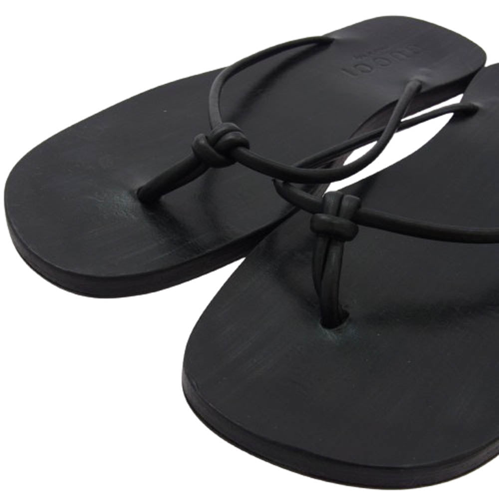 GUCCI グッチ レザー フラット サンダル ブラック系 27cm【中古】