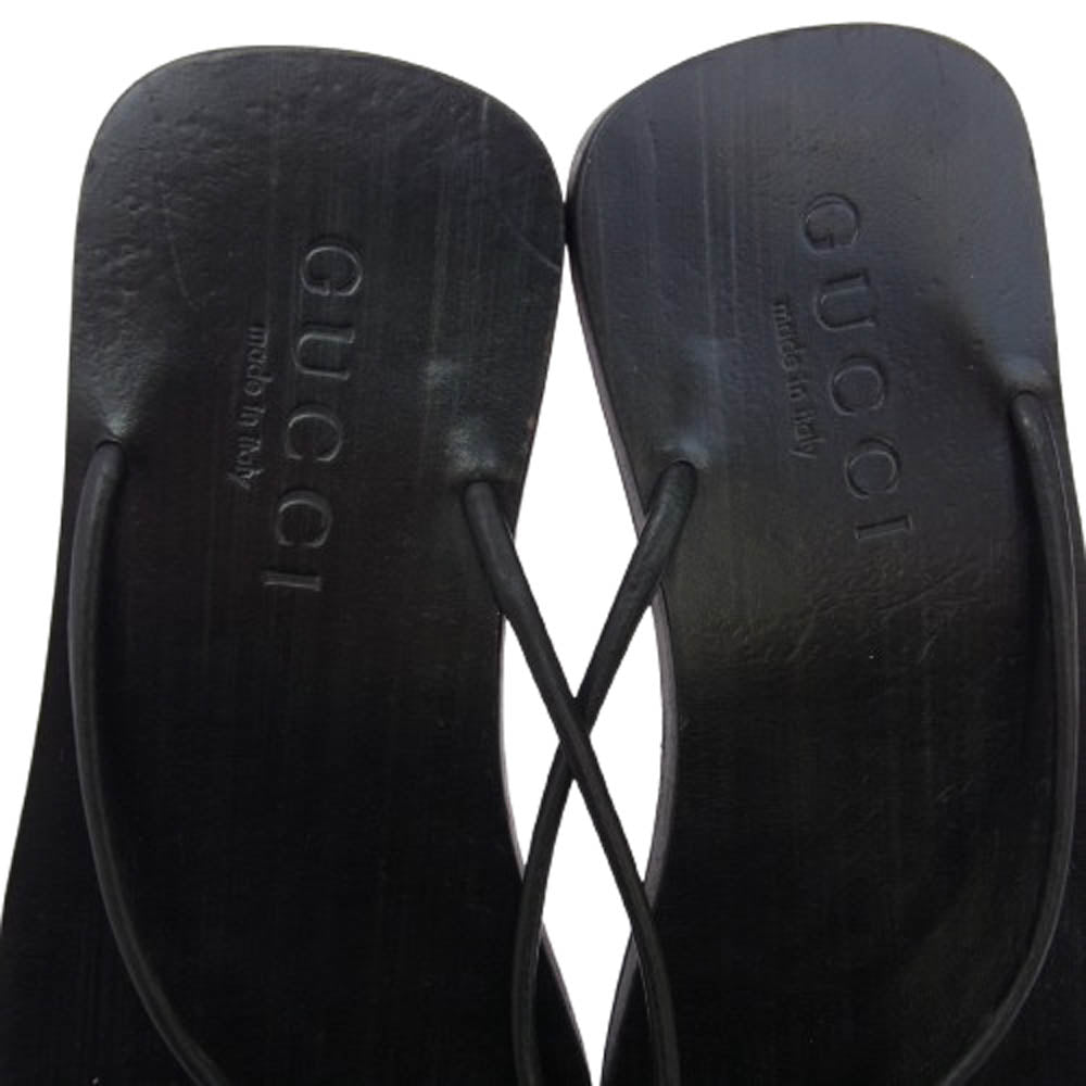 GUCCI グッチ レザー フラット サンダル ブラック系 27cm【中古】