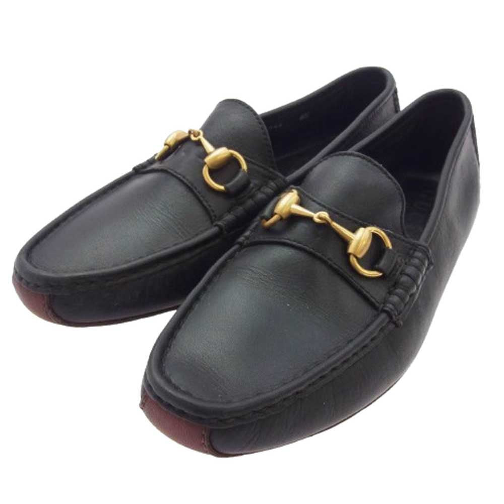 GUCCI グッチ 1101344 レザー ローファー ホースビット ドライビング シューズ ブラック系 8M【中古】