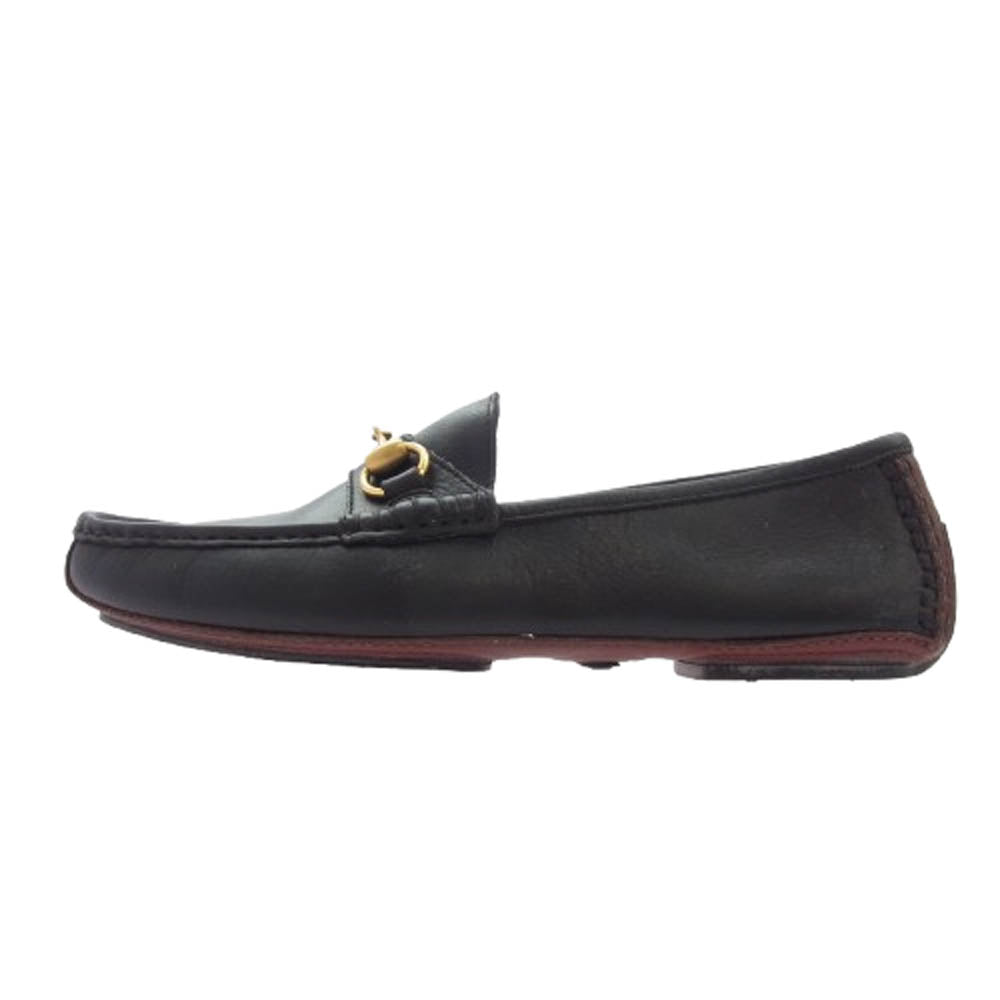 GUCCI グッチ 1101344 レザー ローファー ホースビット ドライビング シューズ ブラック系 8M【中古】