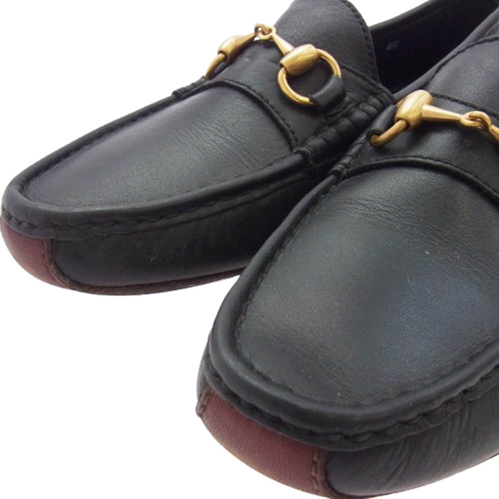 GUCCI グッチ 1101344 レザー ローファー ホースビット ドライビング シューズ ブラック系 8M【中古】