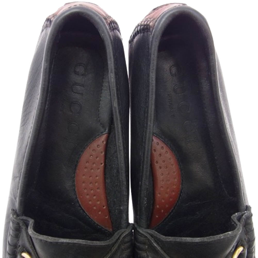 GUCCI グッチ 1101344 レザー ローファー ホースビット ドライビング シューズ ブラック系 8M【中古】