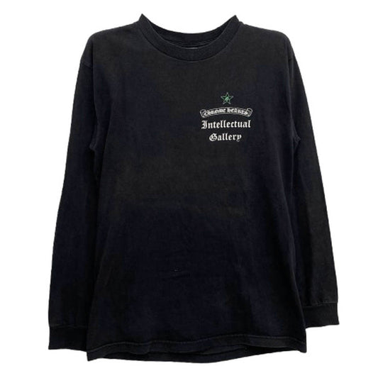 CHROME HEARTS クロムハーツ（原本無） intellectual gallery ギャラリー スクロールラベル ロゴプリント スター 長袖 Tシャツ ブラック系 M【中古】
