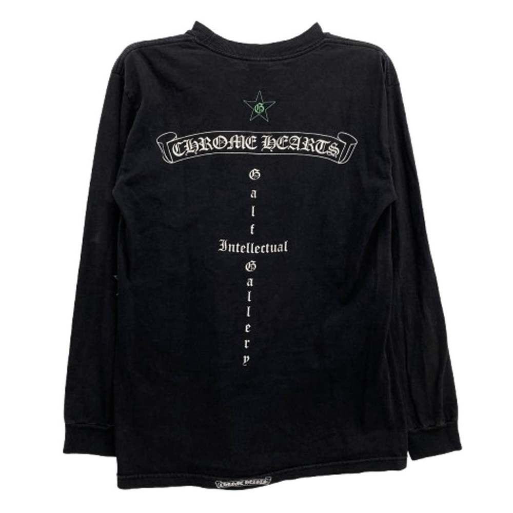 CHROME HEARTS クロムハーツ（原本無） intellectual gallery ギャラリー スクロールラベル ロゴプリント スター 長袖 Tシャツ ブラック系 M【中古】