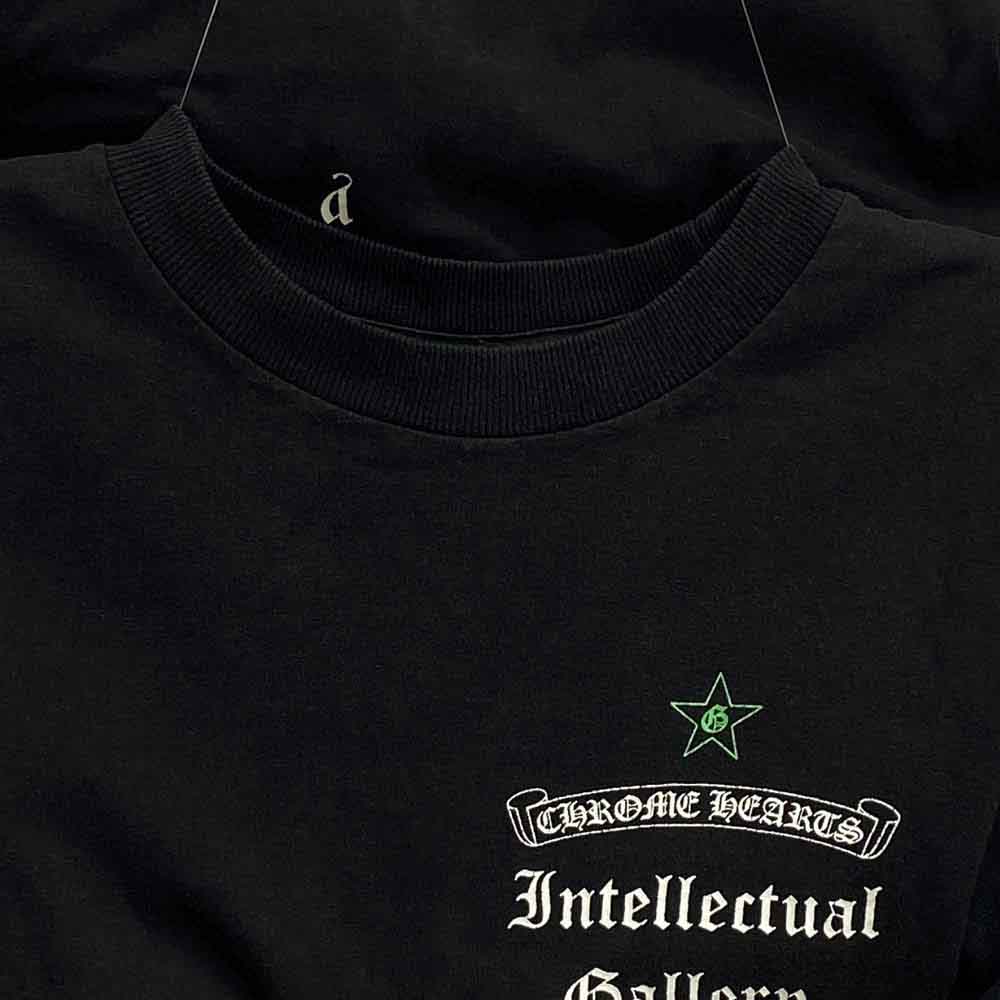 CHROME HEARTS クロムハーツ（原本無） intellectual gallery ギャラリー スクロールラベル ロゴプリント スター 長袖 Tシャツ ブラック系 M【中古】
