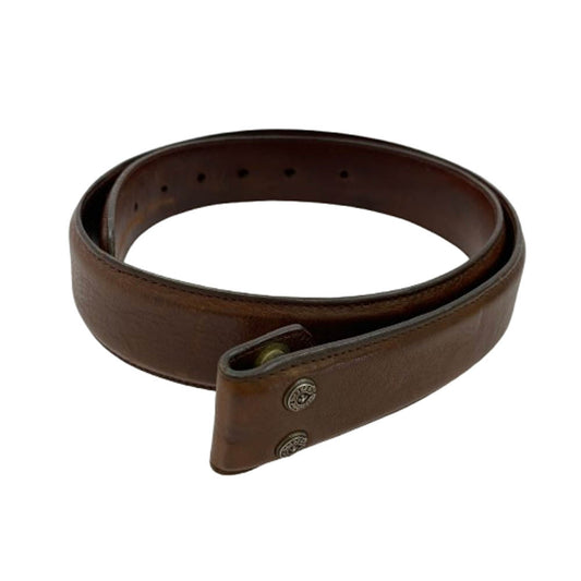 CHROME HEARTS クロムハーツ（原本無） 1.5 STRAP 1.5inchスクロールレーベルリベッツ レザーベルト ブラウン系 34【中古】