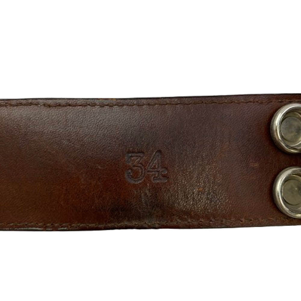 CHROME HEARTS クロムハーツ（原本無） 1.5 STRAP 1.5inchスクロールレーベルリベッツ レザーベルト ブラウン系 34【中古】