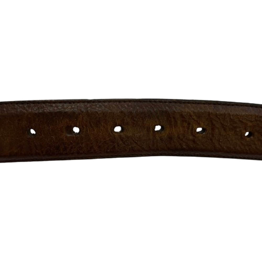 CHROME HEARTS クロムハーツ（原本無） 1.5 STRAP 1.5inchスクロールレーベルリベッツ レザーベルト ブラウン系 34【中古】