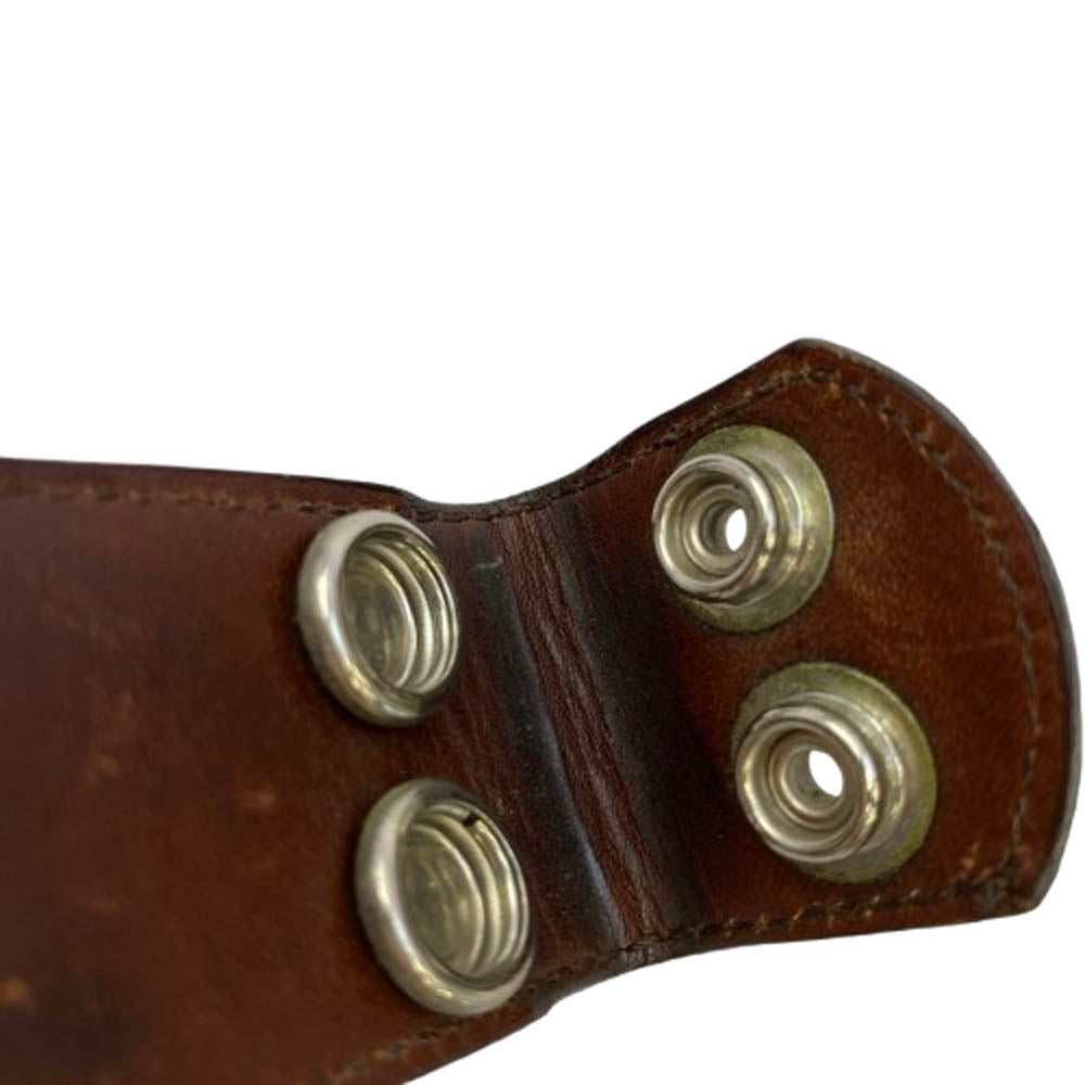 CHROME HEARTS クロムハーツ（原本無） 1.5 STRAP 1.5inchスクロールレーベルリベッツ レザーベルト ブラウン系 34【中古】