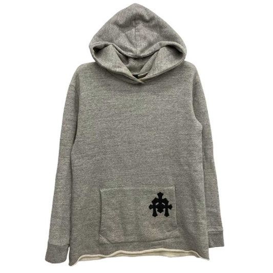 CHROME HEARTS クロムハーツ（原本無） Y NOT クロスボールボタン レザー セメタリークロスパッチ プルオーバー パーカー グレー グレー系 M【中古】