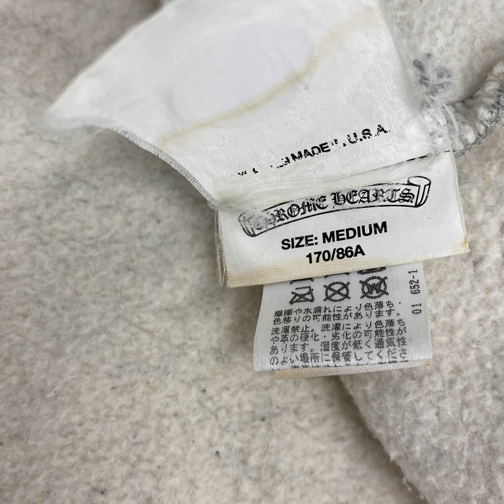 CHROME HEARTS クロムハーツ（原本無） Y NOT クロスボールボタン レザー セメタリークロスパッチ プルオーバー パーカー グレー グレー系 M【中古】