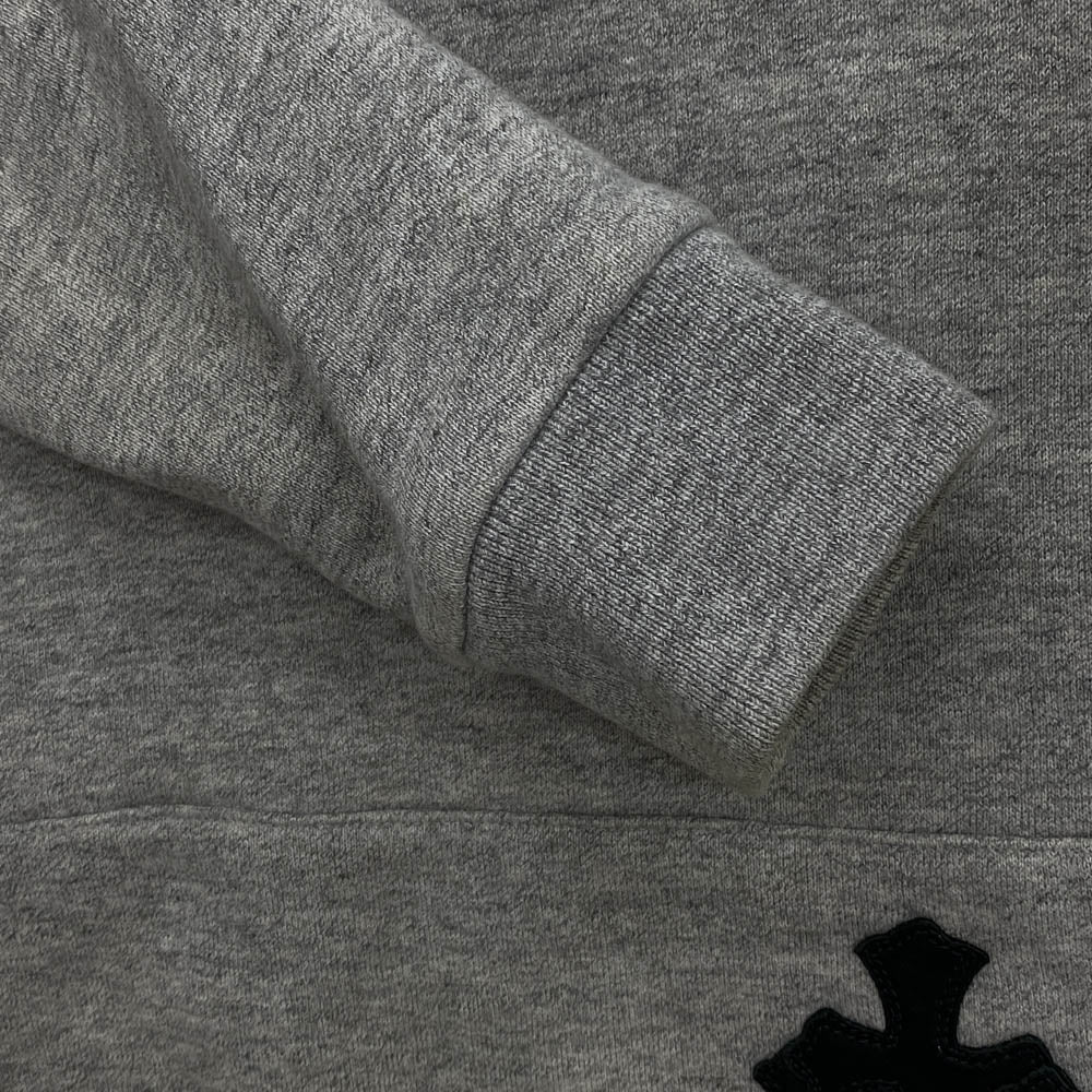 CHROME HEARTS クロムハーツ（原本無） Y NOT クロスボールボタン レザー セメタリークロスパッチ プルオーバー パーカー グレー グレー系 M【中古】