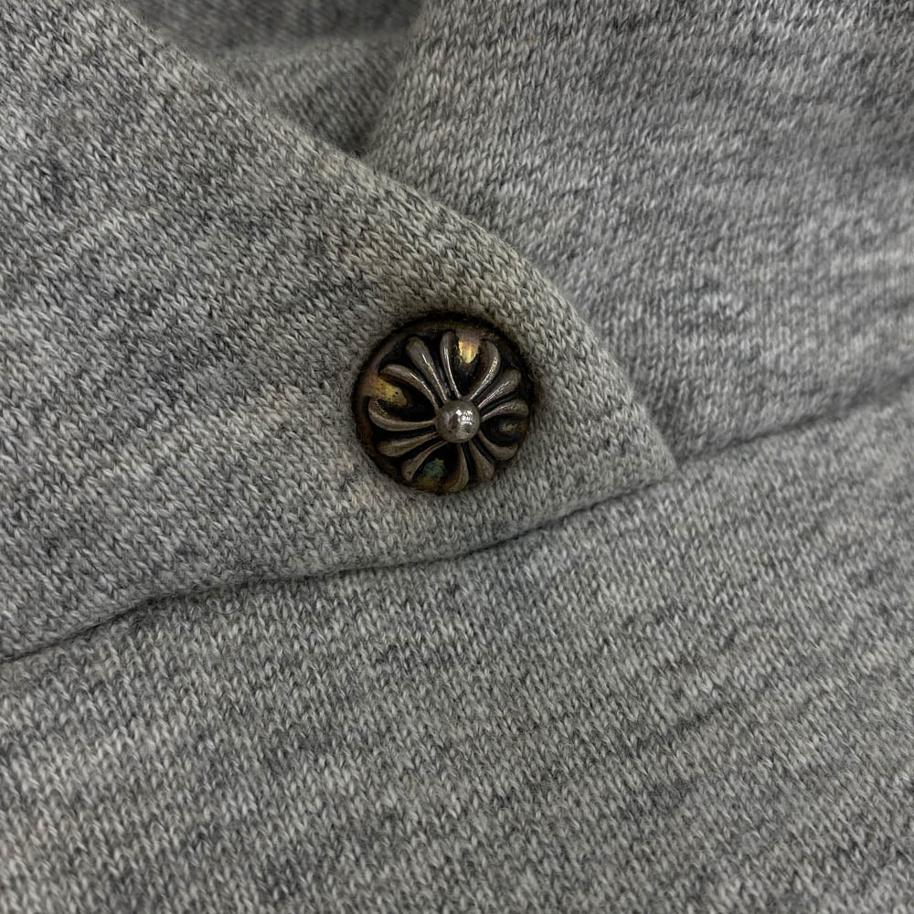 CHROME HEARTS クロムハーツ（原本無） Y NOT クロスボールボタン レザー セメタリークロスパッチ プルオーバー パーカー グレー グレー系 M【中古】