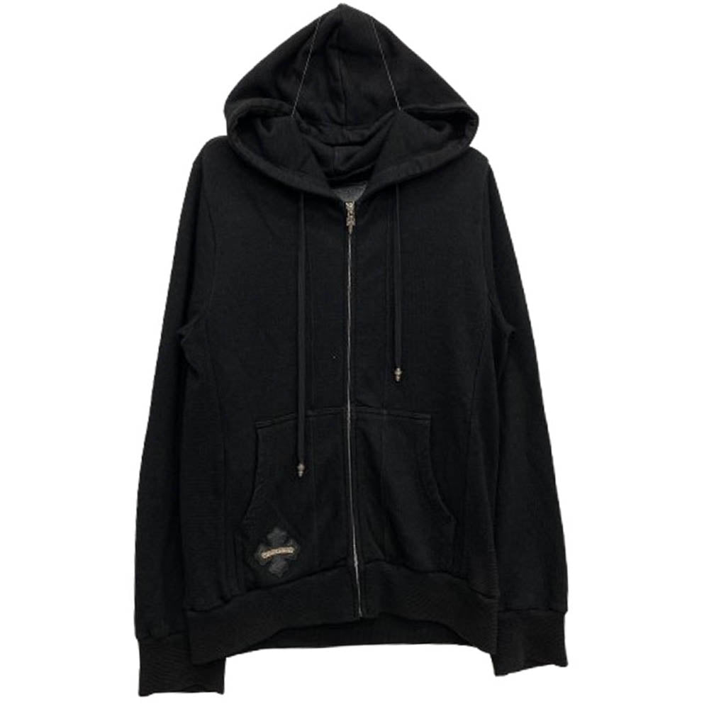 CHROME HEARTS クロムハーツ（原本無） ダガージップ CHプラスレザーパッチ ボロチップ フーディー パーカー ブラック ブラック系 M【中古】