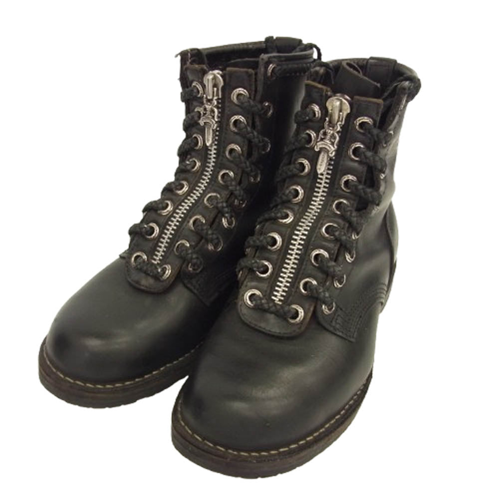 CHROME HEARTS クロムハーツ（原本無） × WESCO ウエスコ ファイヤーマン センターダガージップ レースアップ ブーツ ブラック系 8.5E【中古】
