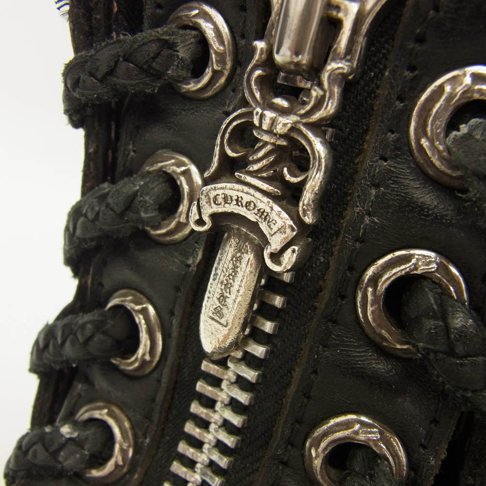 CHROME HEARTS クロムハーツ（原本無） × WESCO ウエスコ ファイヤーマン センターダガージップ レースアップ ブーツ ブラック系 8.5E【中古】