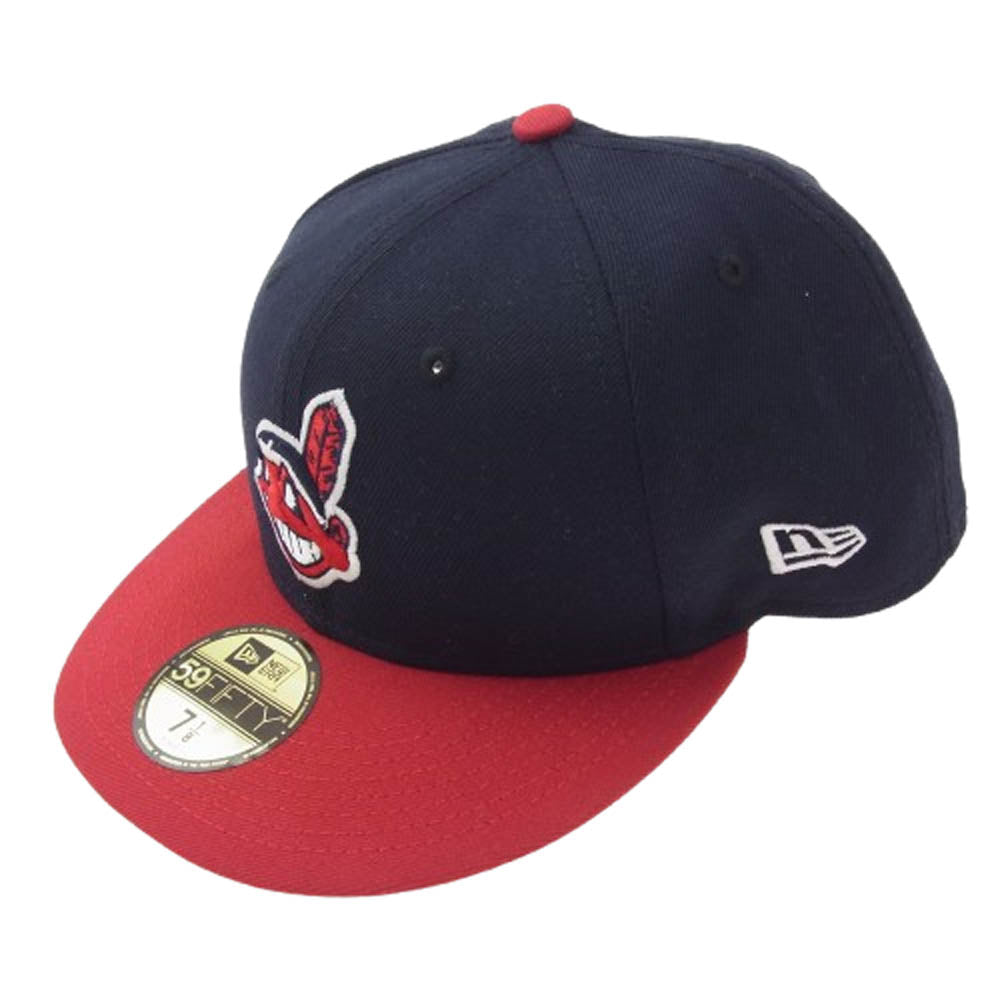 NEW ERA ニューエラ MLB フレックス 39THRTY インディアンス キャップ 帽子 ブラック系 レッド系【美品】【中古】