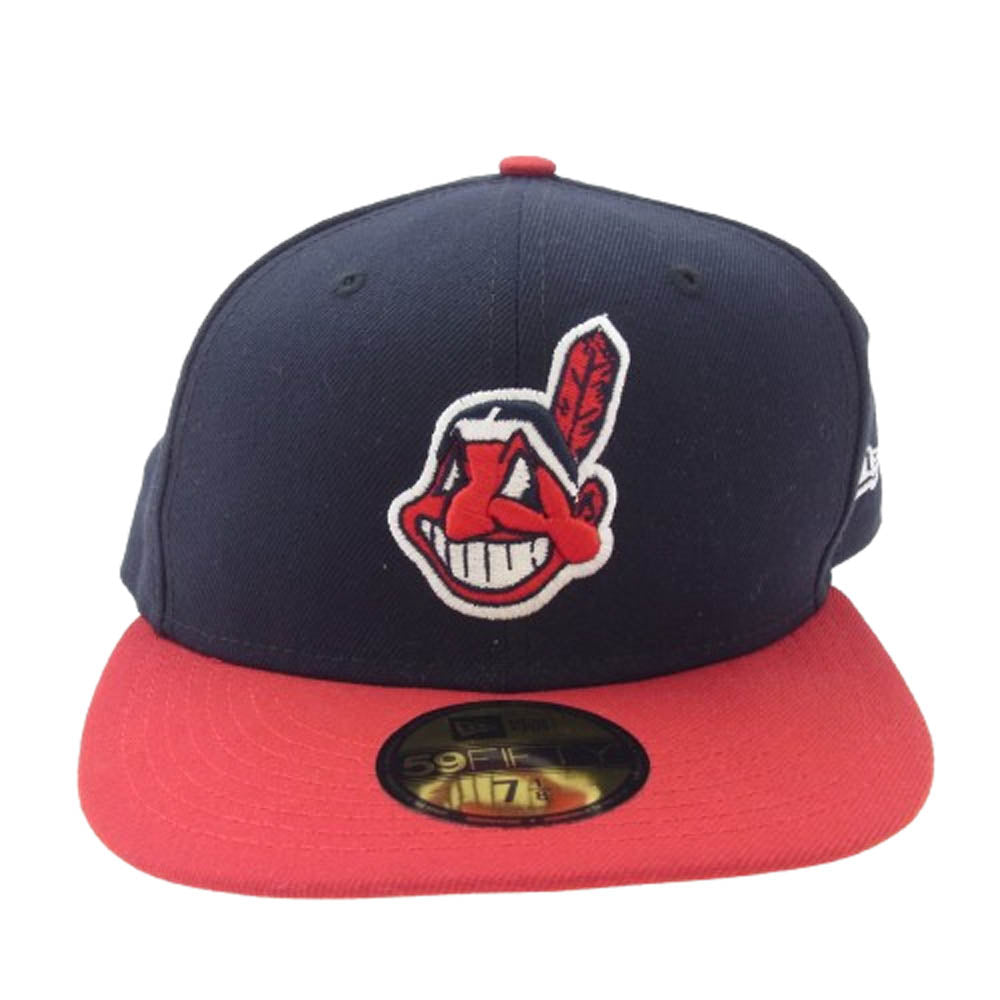 NEW ERA ニューエラ MLB フレックス 39THRTY インディアンス キャップ 帽子 ブラック系 レッド系【美品】【中古】