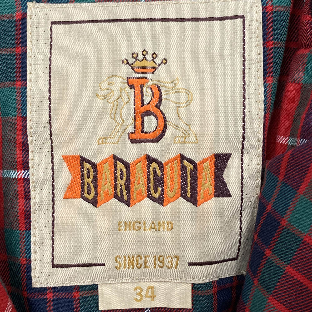 BARACUTA バラクータ 英国製 裏地チェック ハリントン ジャケット ブルゾン ブラック系 34【中古】
