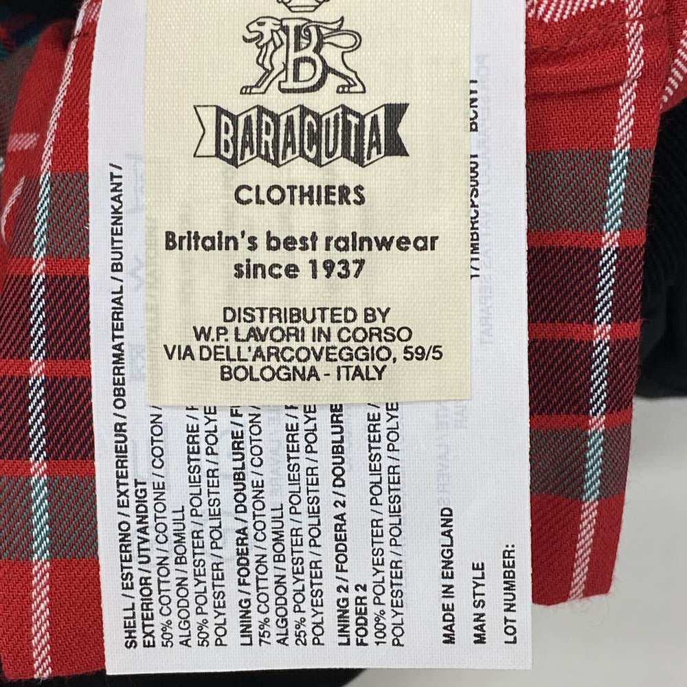 BARACUTA バラクータ 英国製 裏地チェック ハリントン ジャケット ブルゾン ブラック系 34【中古】
