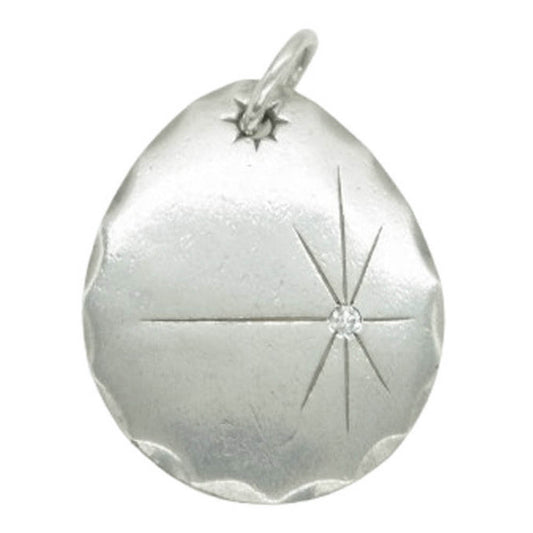 TADY&KING タディアンドキング 石付き シルバー 8本彫り たたきメタル タタキ ネックレス ペンダント トップ シルバー系【中古】