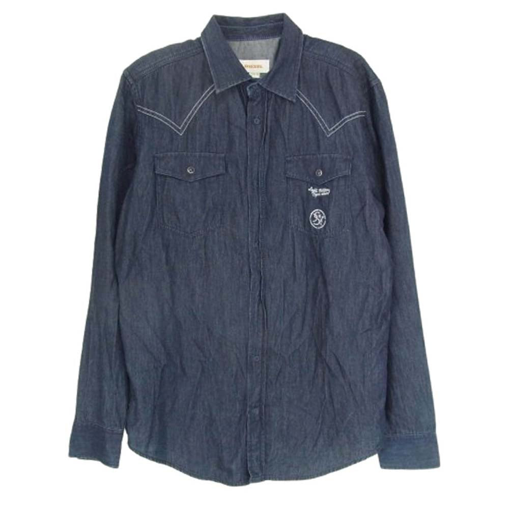 DIESEL ディーゼル 刺繍 デニム ウエスタン ワーク シャツ インディゴブルー系 M【中古】