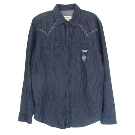 DIESEL ディーゼル 刺繍 デニム ウエスタン ワーク シャツ インディゴブルー系 M【中古】