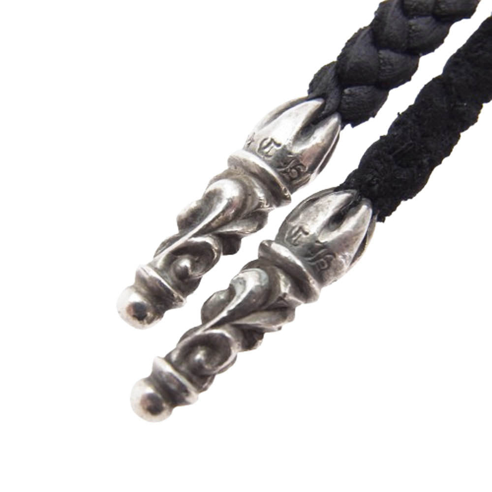 CHROME HEARTS クロムハーツ（原本無） LEATHER BRAID スクロール レザー ブレード ブラック系【中古】