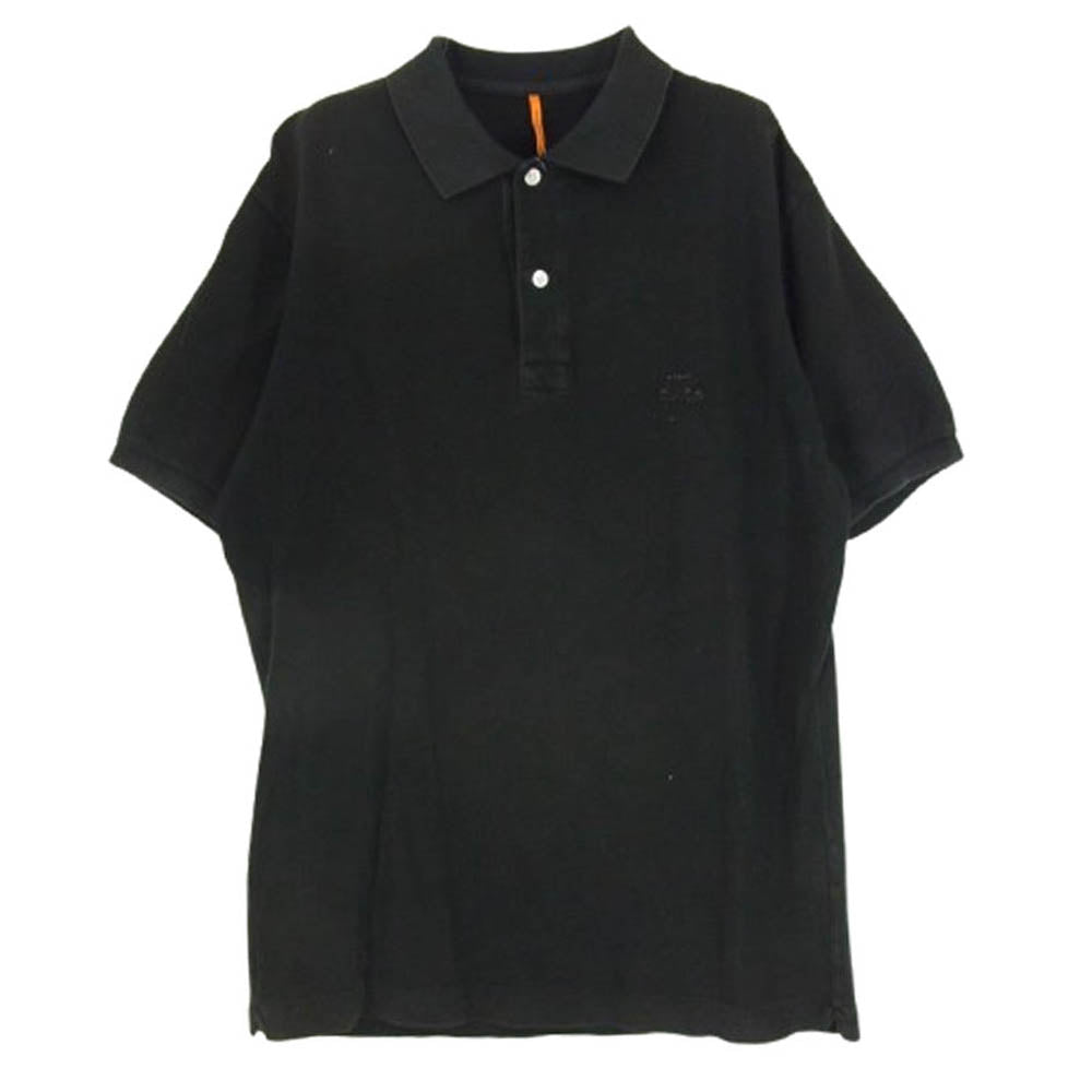 Scye サイ BASICS ベーシックス アップリケ ワッペン刺繍 半袖 ポロシャツ ブラック系 42【中古】