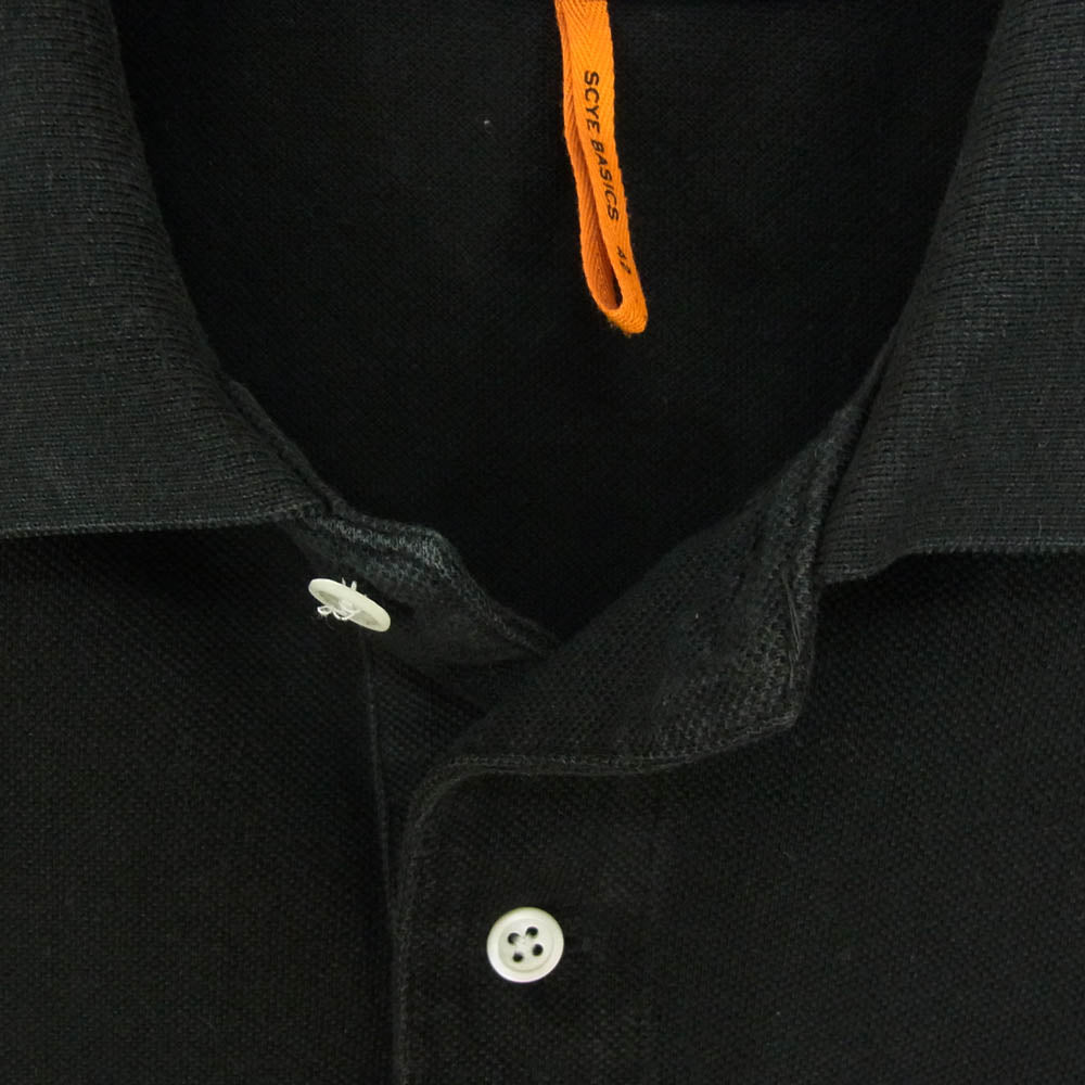 Scye サイ BASICS ベーシックス アップリケ ワッペン刺繍 半袖 ポロシャツ ブラック系 42【中古】