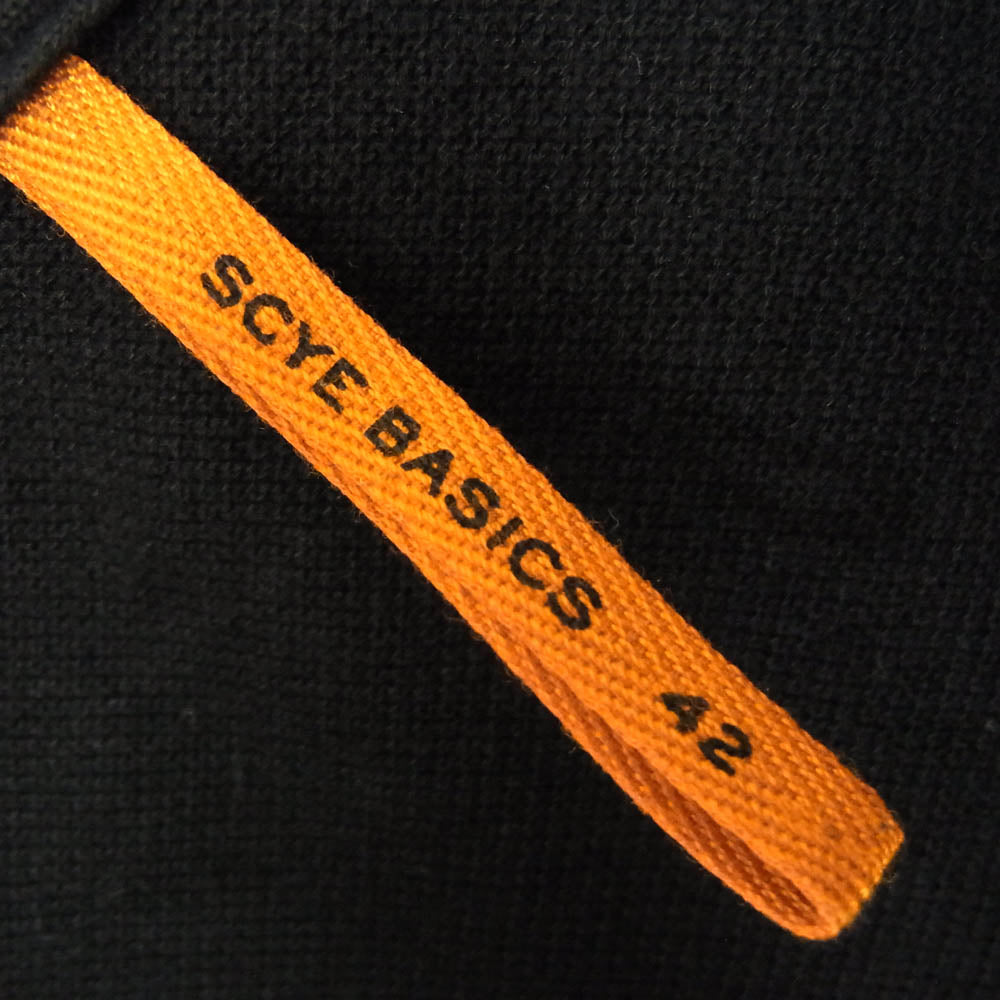 Scye サイ BASICS ベーシックス アップリケ ワッペン刺繍 半袖 ポロシャツ ブラック系 42【中古】