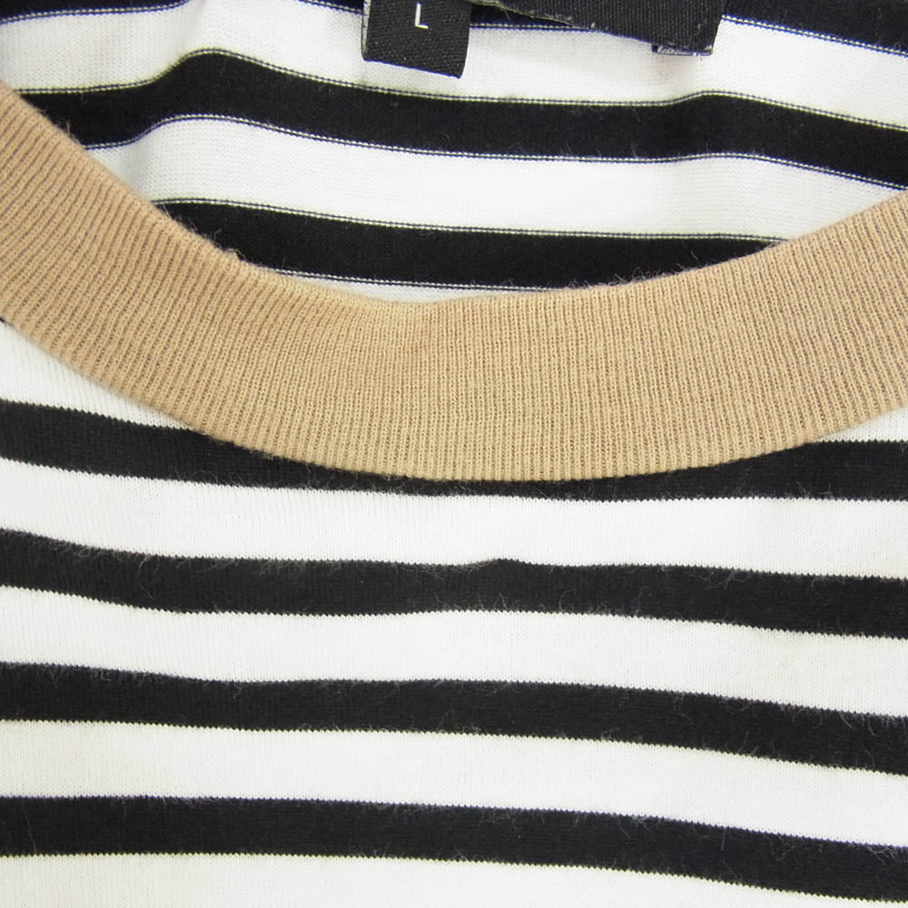 VAINL ARCHIVE ヴァイナルアーカイブ ボーダー リンガー ロングスリーブ 長袖 カットソー Tシャツ ブラック系 L【中古】