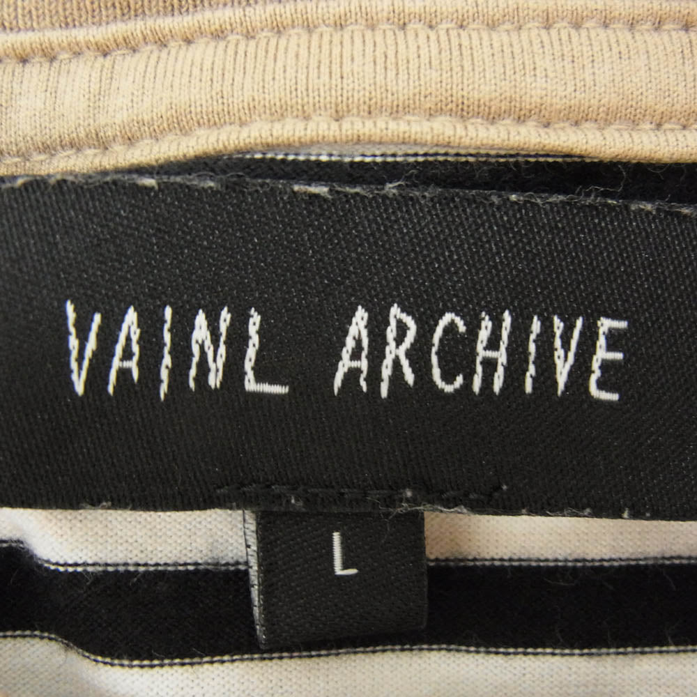 VAINL ARCHIVE ヴァイナルアーカイブ ボーダー リンガー ロングスリーブ 長袖 カットソー Tシャツ ブラック系 L【中古】